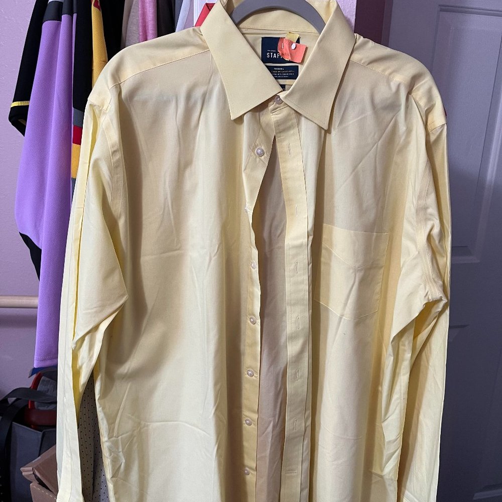 Men's Stafford Yellow Long Sleeve Dress Shirt